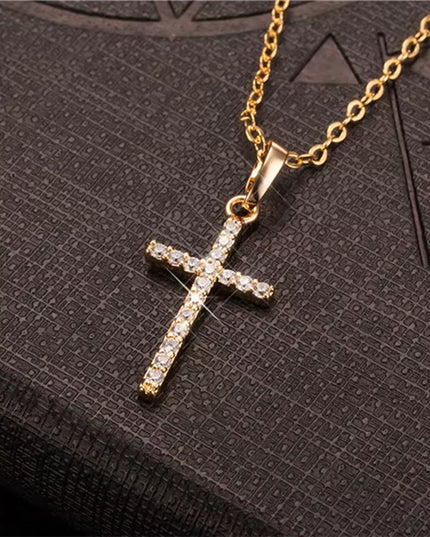 Fashion Female Cross Pendants Dropshipping Gold Black Color Stainless Steel Jesus Cross Pendant Necklace Jewelry for Men/Women