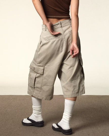 All-matching Loose Straight Cargo Cropped Pants Casual Pants Trendy