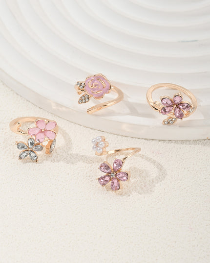 Womens Fashion Flower Ring Set