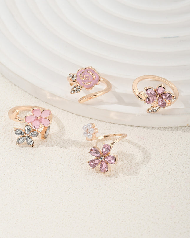 Womens Fashion Flower Ring Set