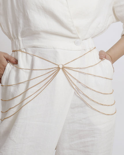 Metal geometric waist chain