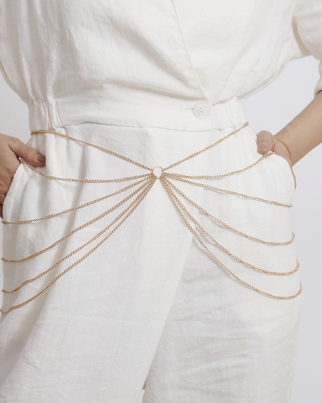 Metal geometric waist chain