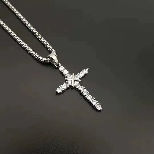Fashion Female Cross Pendants Dropshipping Gold Black Color Stainless Steel Jesus Cross Pendant Necklace Jewelry for Men/Women