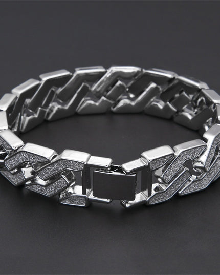 Rhinestone Cuban Bracelet Mens Hip Hop Star Glitter Geometric Shape Bracelet