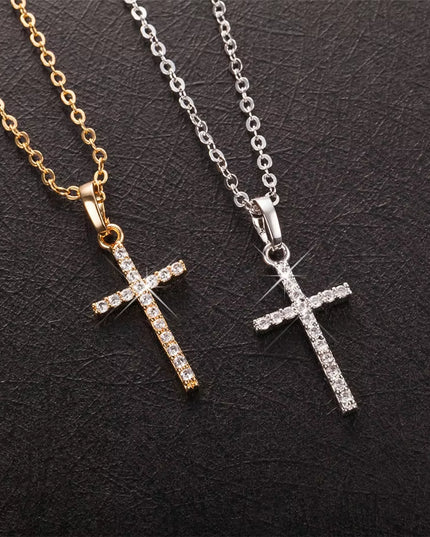 Fashion Female Cross Pendants Dropshipping Gold Black Color Stainless Steel Jesus Cross Pendant Necklace Jewelry for Men/Women