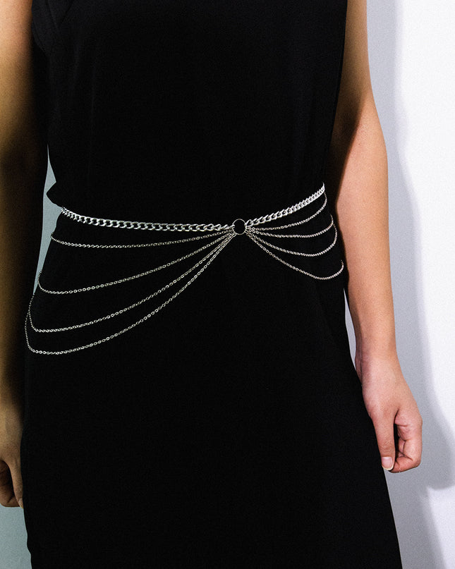 Metal geometric waist chain
