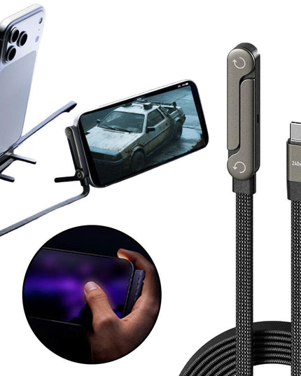 Fast Charging Foldable Bracket Data Cable 2-in-1 Data Wire Foldable Phone Tablet Stand Type-C To Type-C USB-A To Type-C