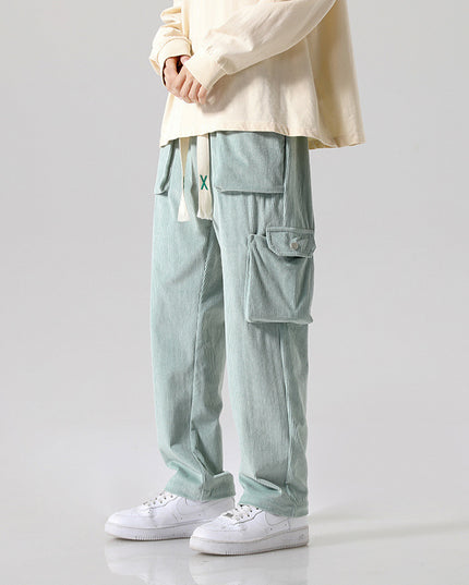 Men's Loose All-matching Corduroy Multi-pocket Straight Cargo Pants