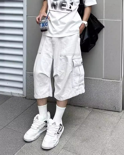 All-matching Loose Straight Cargo Cropped Pants Casual Pants Trendy