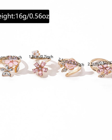 Womens Fashion Flower Ring Set