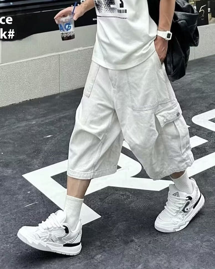 All-matching Loose Straight Cargo Cropped Pants Casual Pants Trendy