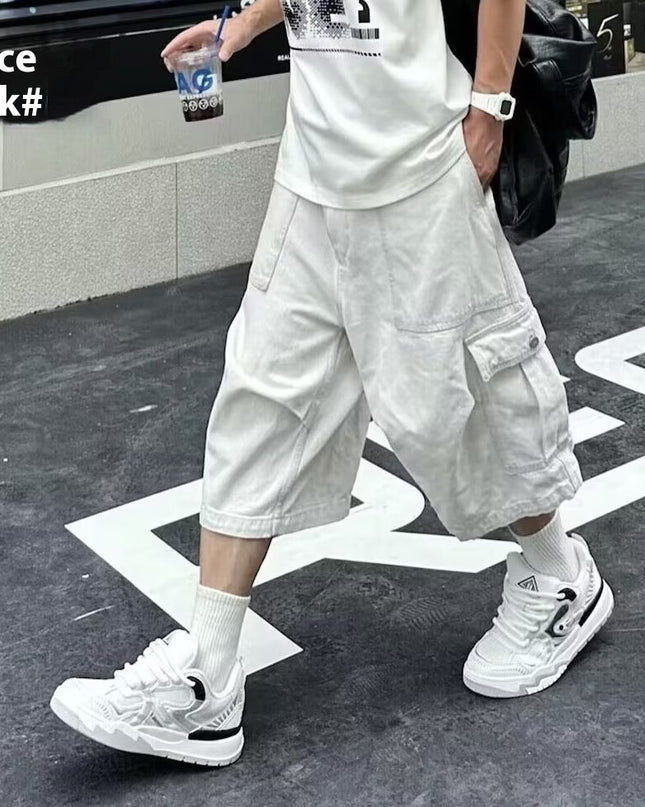 All-matching Loose Straight Cargo Cropped Pants Casual Pants Trendy