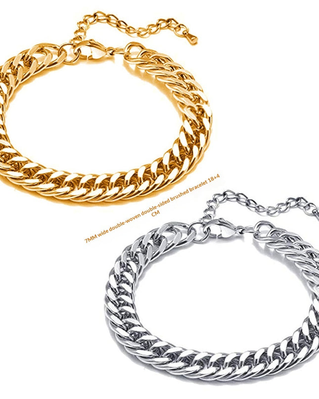 Retro Artistic Trendy Mens Minimalist Titanium Steel Bracelet