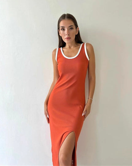 Womens Camisole Dress Mid-Length Split Dress