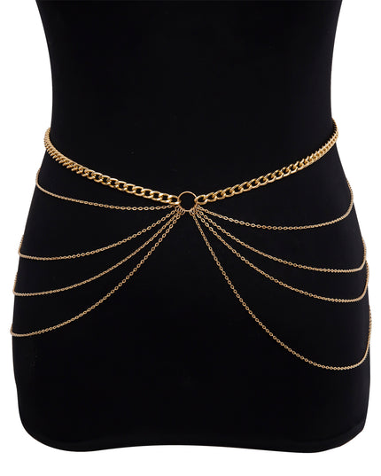 Metal geometric waist chain