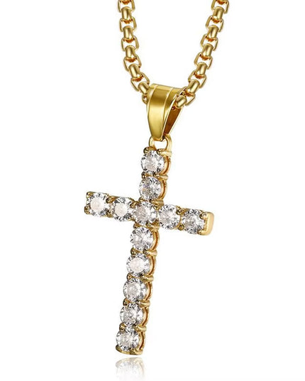 Fashion Female Cross Pendants Dropshipping Gold Black Color Stainless Steel Jesus Cross Pendant Necklace Jewelry for Men/Women