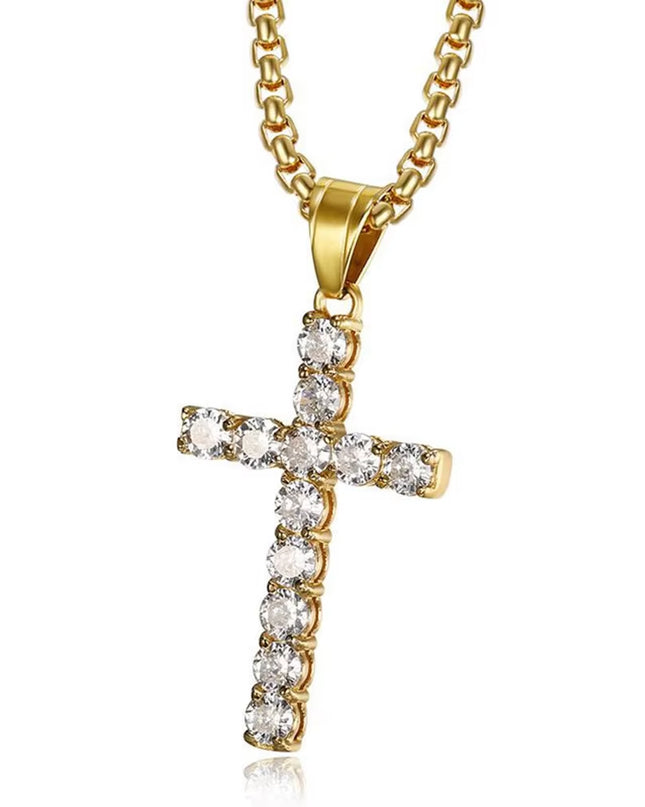 Fashion Female Cross Pendants Dropshipping Gold Black Color Stainless Steel Jesus Cross Pendant Necklace Jewelry for Men/Women