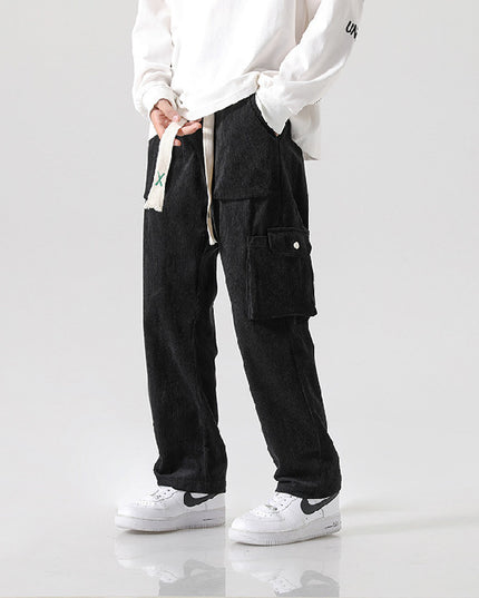 Men's Loose All-matching Corduroy Multi-pocket Straight Cargo Pants