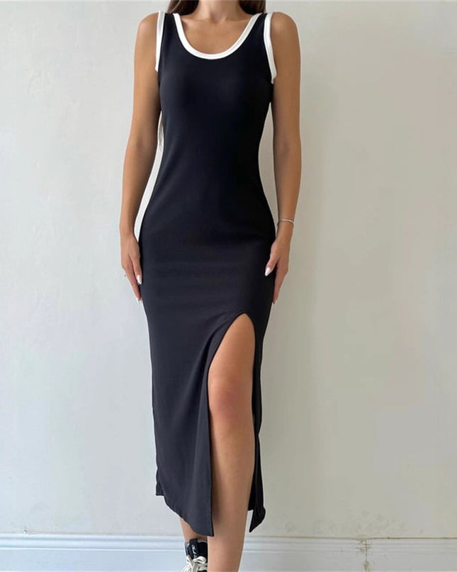 Womens Camisole Dress Mid-Length Split Dress