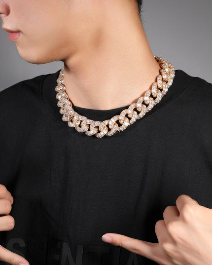 Mens Fashion Personalized Square Zirconium Cuban Bracelet Necklace