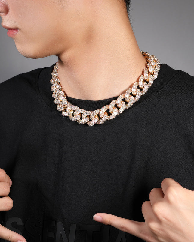 Mens Fashion Personalized Square Zirconium Cuban Bracelet Necklace