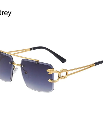 Fashion Retro Cheetah Decoration Sunglasses for Women Men Metal Steampunk Sun Glasses Summer UV400 Shades Trendy Rimless Eyewear