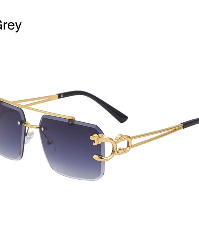 Fashion Retro Cheetah Decoration Sunglasses for Women Men Metal Steampunk Sun Glasses Summer UV400 Shades Trendy Rimless Eyewear
