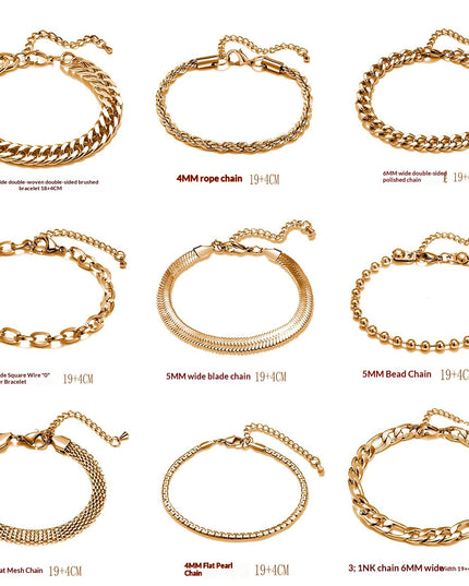 Retro Artistic Trendy Mens Minimalist Titanium Steel Bracelet