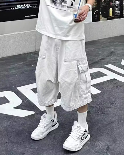 All-matching Loose Straight Cargo Cropped Pants Casual Pants Trendy