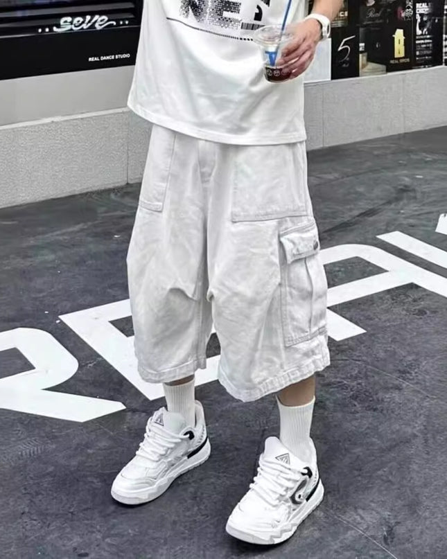 All-matching Loose Straight Cargo Cropped Pants Casual Pants Trendy