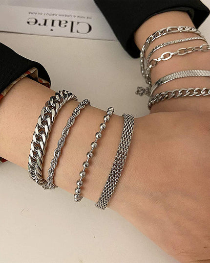 Retro Artistic Trendy Mens Minimalist Titanium Steel Bracelet