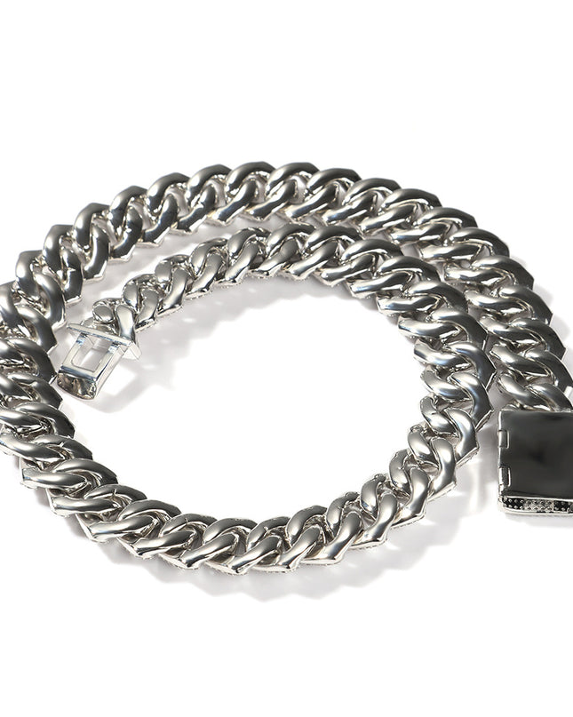 Mens Fashion Personalized Square Zirconium Cuban Bracelet Necklace