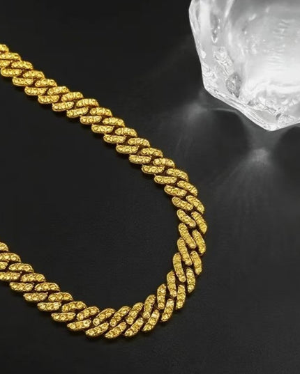 Rhinestone Alloy Cuban Chain Mens Hip-hop Style