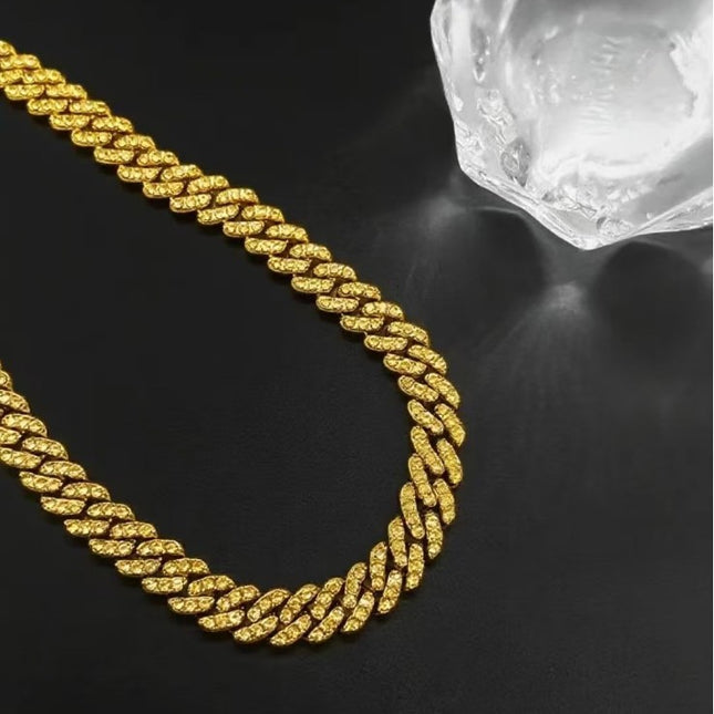 Rhinestone Alloy Cuban Chain Mens Hip-hop Style