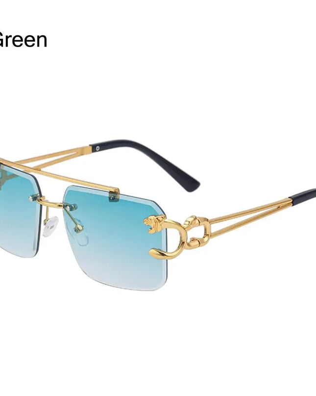 Fashion Retro Cheetah Decoration Sunglasses for Women Men Metal Steampunk Sun Glasses Summer UV400 Shades Trendy Rimless Eyewear