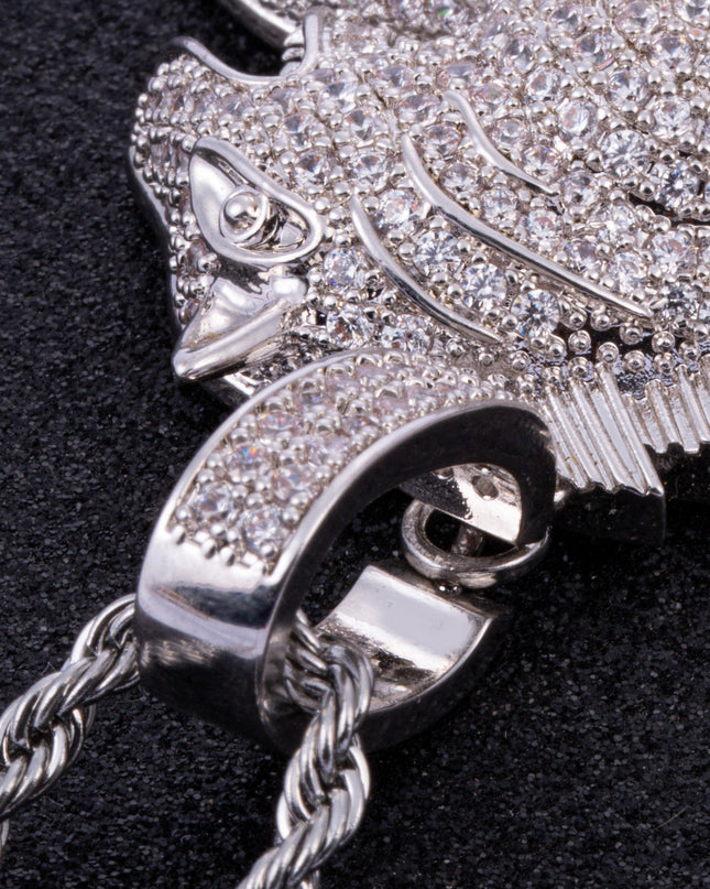 Hip Hop Full Zircon Mens Necklace Leopard Pendant