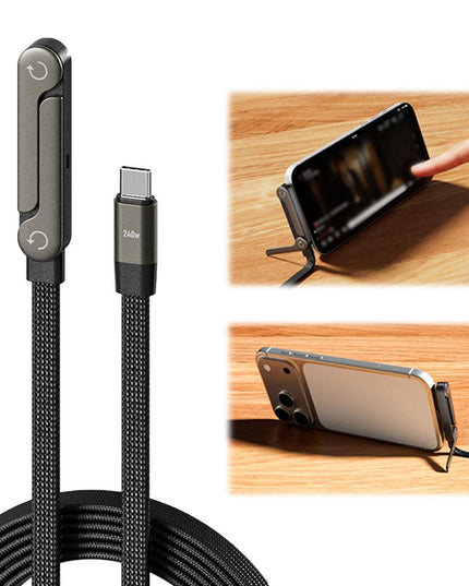Fast Charging Foldable Bracket Data Cable 2-in-1 Data Wire Foldable Phone Tablet Stand Type-C To Type-C USB-A To Type-C