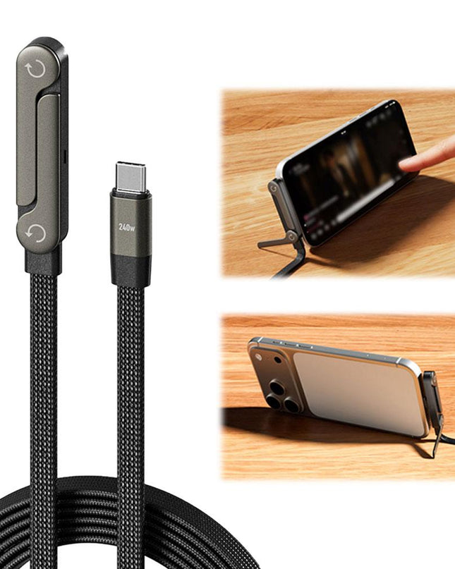 Fast Charging Foldable Bracket Data Cable 2-in-1 Data Wire Foldable Phone Tablet Stand Type-C To Type-C USB-A To Type-C