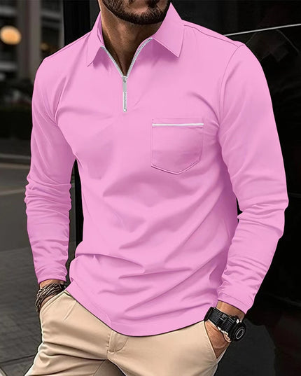 Autumn Polo Shirt Zipper Men'S Long Sleeve Polo Shirt