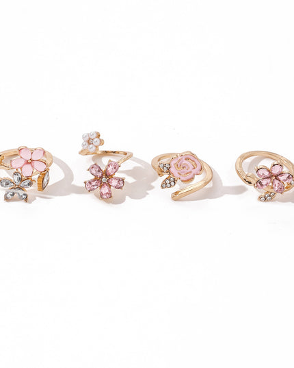 Womens Fashion Flower Ring Set