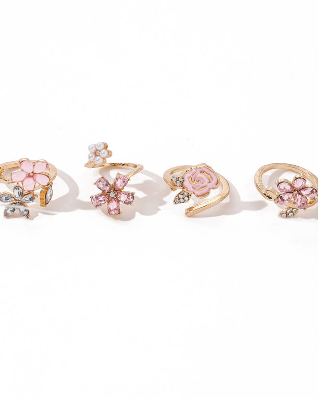 Womens Fashion Flower Ring Set