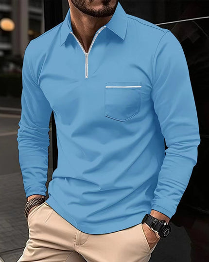 Autumn Polo Shirt Zipper Men'S Long Sleeve Polo Shirt
