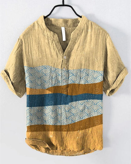 Summer Men's Shirts National Trendy Style Three Breasted