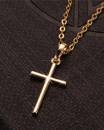 Fashion Female Cross Pendants Dropshipping Gold Black Color Stainless Steel Jesus Cross Pendant Necklace Jewelry for Men/Women