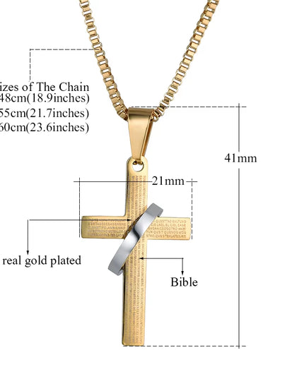 Fashion Female Cross Pendants Dropshipping Gold Black Color Stainless Steel Jesus Cross Pendant Necklace Jewelry for Men/Women