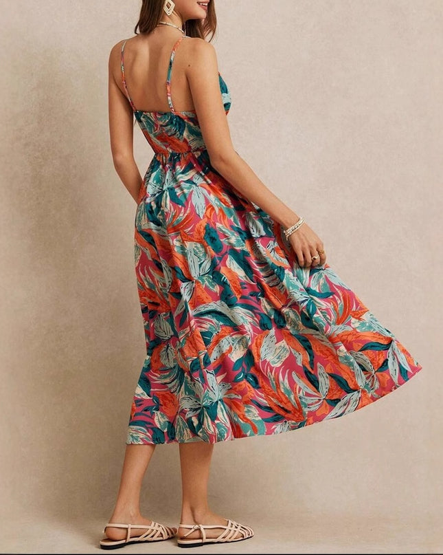 Womens Slimming Tropical Print Bodycon Dress