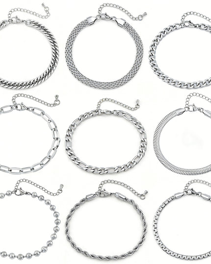 Retro Artistic Trendy Mens Minimalist Titanium Steel Bracelet