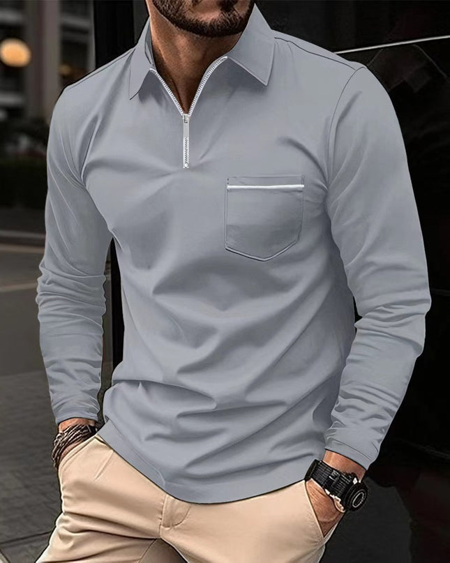 Autumn Polo Shirt Zipper Men'S Long Sleeve Polo Shirt