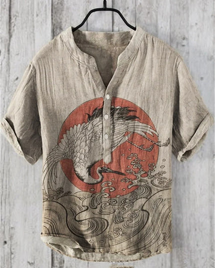 Summer Men's Shirts National Trendy Style Three Breasted