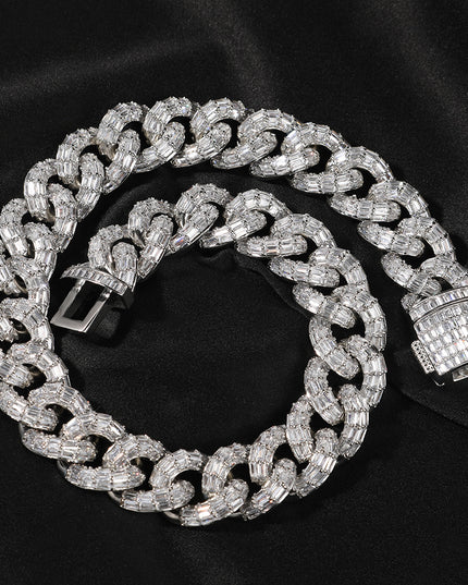 Mens Fashion Personalized Square Zirconium Cuban Bracelet Necklace